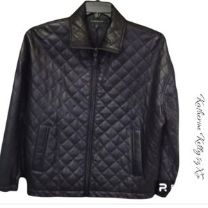 NWT Katherine Kelly Lamb Leather Quilted Stand Collar Zip Jacket XS